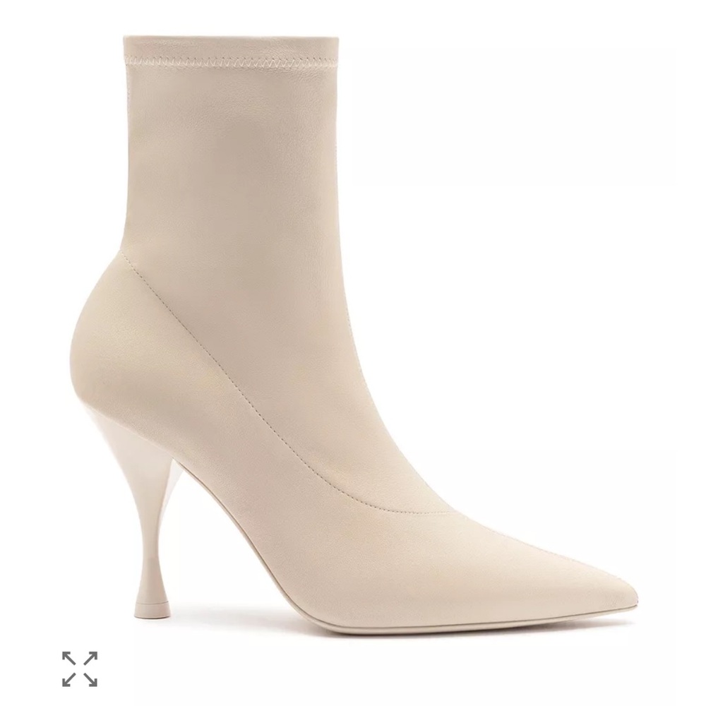 LARROUDÉ Leather Mini Georgia Boots - Off White